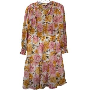 Indigo Rose Large Long Sleeve Boho Floral Dress R